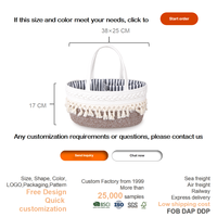 Panier de rangement en corde de coton à pompons style nordique avec séparateurs pour l'organisation de la chambre de bébé, vente en gros, personnalisable, certifié CPC