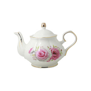 Vente en gros de tasses en porcelaine blanche décorées de fleurs, style anglais antique, style américain vintage, bordure dorée, luxe, en porcelaine fine - Product Image 1