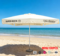 Sombrilla de Jardín Cuadrada de 3x3 Metros, Fácil de Abrir y Plegar, Marca Super Bock Beer