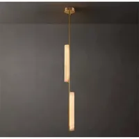 Lustre long en cuivre noir pour escalier à double étage, design simple et rotatif, pour escalier transfrontalier