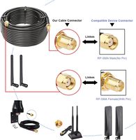 Cable Coaxial RP-SMA Macho/Hembra de 30.5m XRDS -RF RG58 para Antena WiFi, Router LAN y Adaptador de Tarjeta de Red Inalámbrica
