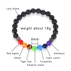 Bracelet en pierre de lave naturelle 7 chakras pour la méditation, artisanat en cristal, énergie de guérison, vente en gros 2026 - Product Image 6