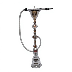Shisha Khalil Mamoon Ice Silver de Latón Hecha a Mano con Detalles en Oro - Núcleo y Cámara de Cobre, 102 cm de Altura, 3.65 kg - Product Image 1