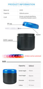 Bouteille en plastique HDPE de qualité alimentaire 500 ml pour capsules de suppléments, pilules de vitamines, poudres, avec possibilité de personnalisation de la couleur et de la finition - Product Image 6
