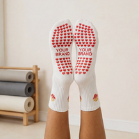 Chaussettes de yoga pour femme, respirantes, à haute élasticité, avec grip, pour le fitness, le sport, antidérapantes, pour le Pilates