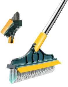 Brosse à récurer les sols de la cuisine et de la salle de bain 2 en 1 durable et bon marché avec poils rigides en forme de V à long manche pour gratter et nettoyer le coulis - Product Image 1