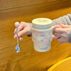 Taza <span class=keywords><strong>de</strong></span> Cerámica con Tapa y Cuchara <span class=keywords><strong>para</strong></span> <span class=keywords><strong>Mujer</strong></span>, Gran Capacidad, <span class=keywords><strong>para</strong></span> Café, <span class=keywords><strong>Desayuno</strong></span>, <span class=keywords><strong>Regalo</strong></span>, Recomendación, Sakura - Product Image 4