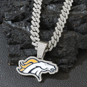 Personalizado Campeón Colgante Diamante tachonado Aceite Pintado <span class=keywords><strong>Mustang</strong></span> NFL Colgante Punk Hip-hop Estilo Cubano Collar de Cadena - Product Image 2