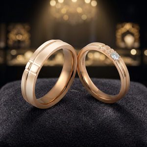 Classic Round 3mm Natural Diamond <b>Couple</b> Wedding <b>Rings</b> Men Women Engagement Gift Fashion 18K Yellow Gold Certified <b>Ring</b> Set - Product Image 2
