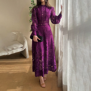 Abito da sera con ricamo di lusso a vita alta da donna elegante abito in pizzo a maniche lunghe <span class=keywords><strong>verde</strong></span> <span class=keywords><strong>smeraldo</strong></span> - Product Image 2