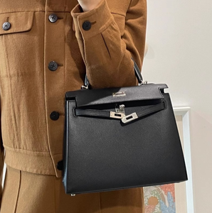 <b>Black</b> Leather Evening <b>Clutch</b> <b>Bag</b> with Chain Strap Elegant Shoulder Purse <b>for</b> <b>Wedding</b> Party up to 1L Capacity - Product Image 5
