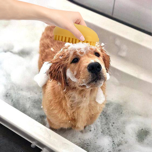 Brosse à shampooing en silicone pour cheveux longs et courts Outils durables pour animaux de compagnie de taille moyenne pour chiens chats douche brosse à curry - Product Image 5