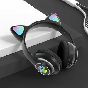 Hot Sale Mobile Phone Computer Music Accessories Bluetooth RGB Gaming Atmosphere Light Activity Gift Cat Wireless Headset