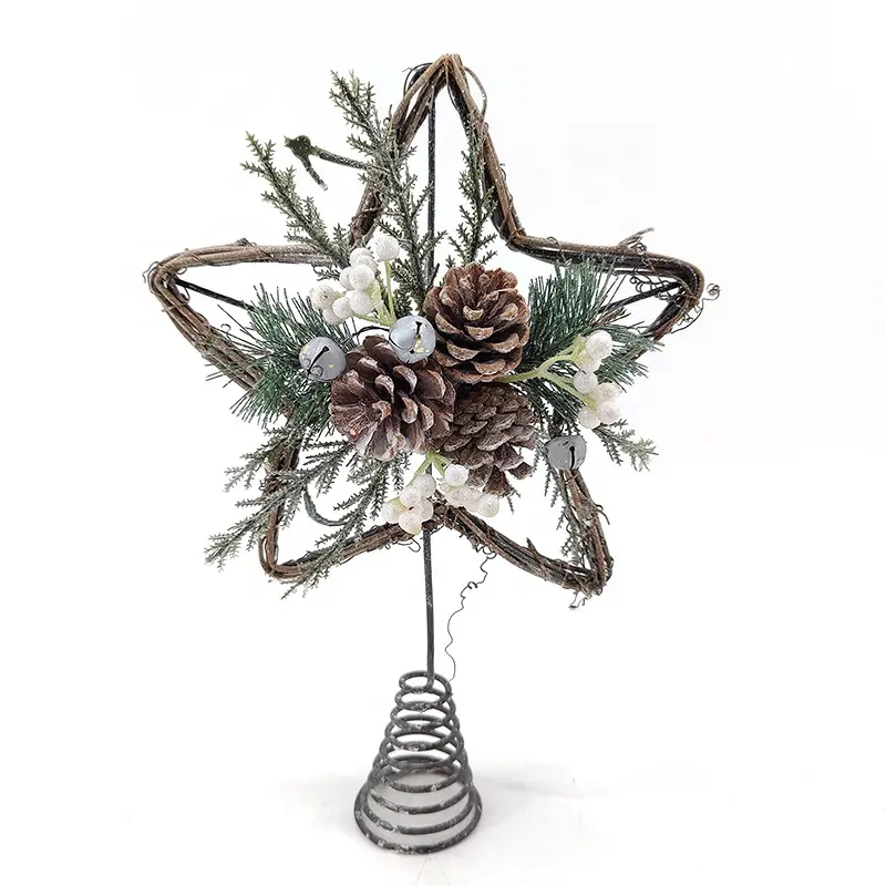 Syart Xmas 12 Inch Kerst Ornamenten Natuurlijke Pine Cone Draad Ster Treetop Decoratie