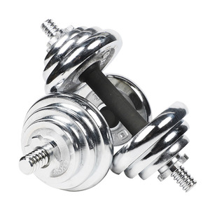 Ensemble d'haltères OEM 20 <span class=keywords><strong>kg</strong></span> avec disques de poids en <span class=keywords><strong>fonte</strong></span>, poignée dentelée, fermoirs étoile et tube de connexion pour entraînement de musculation en salle de sport - Product Image 2