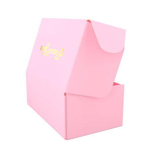 Tùy chỉnh in ấn tái chế HOT Màu Hồng bưu phẩm in ấn bao bì hộp thẻ Hộp bao bì nhãn hiệu riêng vận chuyển hộp với lá vàng - Product Image 6