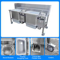 Vente en gros Table à paner électrique pour poulet frit en acier inoxydable Double table à paner réfrigérée pour poulet