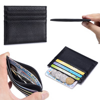 Porte-cartes ultra-fin en cuir véritable pleine fleur avec plusieurs emplacements, étui compact et simple pour cartes de crédit et de visite pour femme