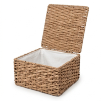 Panier de rangement écologique en jacinthe d'eau tressée naturelle avec couvercle, fait main, pour chambre de bébé, jouets, couches, vêtements et articles divers