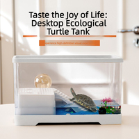 Grand terrarium rectangulaire en plastique pour tortues, avec plateforme de basking et système de filtration, idéal pour les tortues brésiliennes