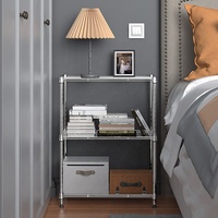 MZG Étagère mobile à 3 niveaux en acier au carbone chromé, capacité de 450 lb, pour armoire