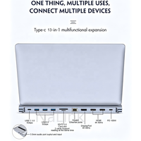 Docking Station Hub Type-C 13-in-1 dengan 2.0 DP USB 3.0 SD RJ45 PD Audio 3.5mm Gigabit LAN-Aluminium Alloy-Tersedia