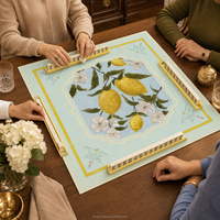 Tapis de Mahjong Américain 80x80cm Douze Motifs Imprimés Options Variées Portable Résistant à l'Eau Durable Jeu de Table pour Quatre Joueurs Mahjong