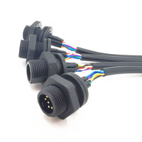 Connecteur de montage de panneau en plastique, personnalisé A code m12, étanchéité IP67 IP68, 8 broches, câble m12