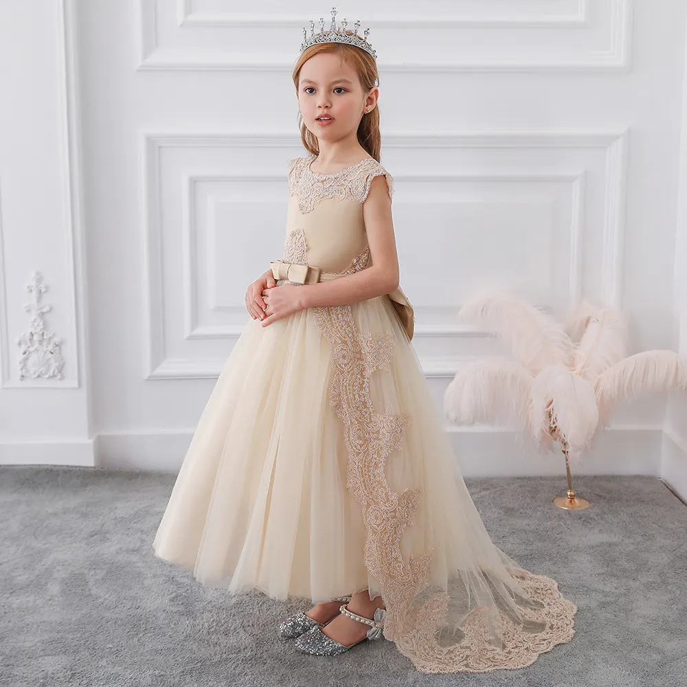 FSMKTZ Gaya Baru Putri Gadis Lucu Prom Gaun Anak Gaun Pesta Kostum untuk Anak-anak Tulle Panjang Pernikahan Holiday DressLP-255