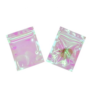 Wholesale Flat Mylar Holographic <strong>Bags</strong> Zipper Reusable Smell Proof Free Samples <strong>Rainbow</strong> Color Resealable <strong>Bags</strong> Made PE PET Plastic - Product Image 1