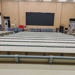 Fabriqué en Chine en alliage d'aluminium pied planche de bois coussin de siège dossier design salle de classe universitaire <span class=keywords><strong>avec</strong></span> rangée de bureaux et de chaises - Product Image 2