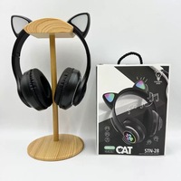 Gran Venta de auriculares inalámbricos con Bluetooth, Auriculares deportivos para colocar sobre la oreja, micrófono de música estéreo con orejas de gato para juegos de viaje