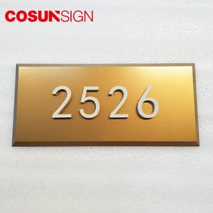 Plaque de porte d'hôtel en <span class=keywords><strong>alphabet</strong></span> doré moderne COSUN pour appartement et villa - Plaques de numéro de chambre murales durables en acier inoxydable - Product Image 5