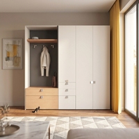 Meuble d'entrée moderne et minimaliste avec banc intégré et patères à vêtements – Rangement modulaire pour couloir