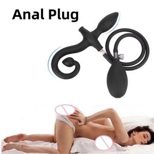 Juego de tapones anales Kit de tapones anales de silicona Dilatador anal de doble canal inflable Estimulación de próstata para masturbación anal - Product Image 4