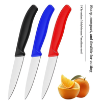 5Cr15 roestvrijstalen fruitmes van 3,5 inch met PP-handvat, schilmes in rood/blauw/zwart, multifunctioneel mes voor babyvoeding