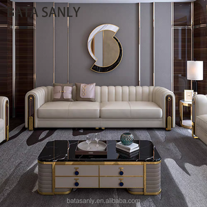 ชุดโซฟาหนัง3ที่นั่งแบบหรูหราเซตโซฟาหนังสไตล์อิตาลีสำหรับโรงแรมวิลล่าดีไซน์ใหม่ - Product Image 1