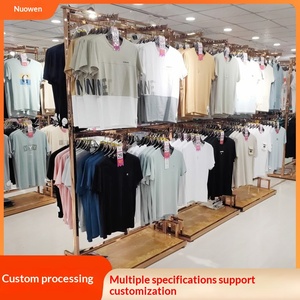 Expositor de <span class=keywords><strong>Ropa</strong></span> Moderno de Acero Inoxidable Personalizado, Estante para Colgar <span class=keywords><strong>Ropa</strong></span> de Supermercado, Doble Capa, Multicapa, Independiente - Product Image 2
