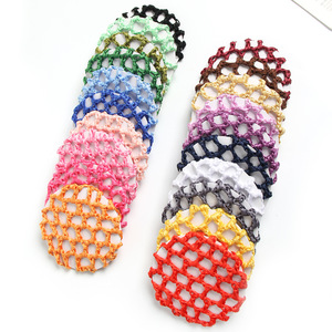 Venta al por mayor multicolor elástico <span class=keywords><strong>Ballet</strong></span> Bun Crochet hecho a mano Hairnet poliéster Hair Snood Net Hairnet accesorio - Product Image 4