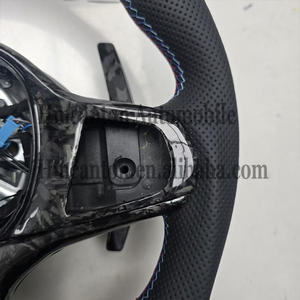 พวงมาลัยรถยนต์หนังคาร์บอนไฟเบอร์ปลอมแปลงสำหรับ BMW G Series M3 G20 G30 G80 M4 G82 M5 CS - Product Image 3