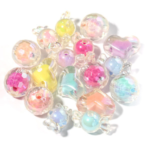 Wholesale Spot Candy Color Electroplated <b>Acrylic</b> Loose <b>Beads</b> <b>Plastic</b> Middle DIY Beaded Hairline Accessories - Product Image 4