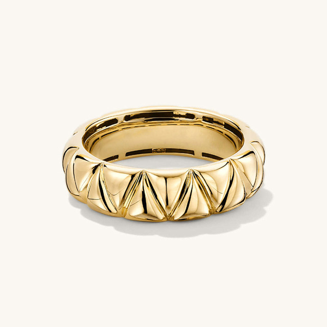 925 Sterling Silver Gold-plated Unique Fashion High Quality Pyramid Minimalist Dome Ring for Women