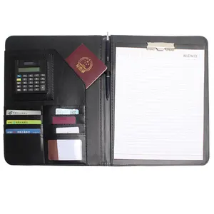 Austauschbare Memo Business Meeting Planner-Karte und A4-Aktenhalter Leder-Notebook mit digitalem Taschen rechner