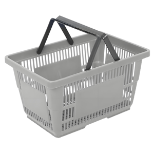 Panier à provisions en plastique <span class=keywords><strong>double</strong></span> poignée 28L Panier d'épicerie portable au supermarché - Product Image 3