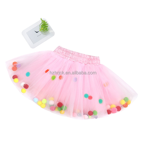 Falda Tutú para Niña, <span class=keywords><strong>con</strong></span> Capas de Tul, Estilo Princesa, <span class=keywords><strong>con</strong></span> <span class=keywords><strong>Pompones</strong></span>, para Danza Escénica, 100% Poliéster - Product Image 3