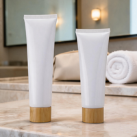 Tubos Exprimibles con Tapas de Bambú para Pasta de Dientes, Loción, Crema de Manos, Ideales para Baño, Viajes y Uso Diario, Tubo Cosmético de 30 a 200 ml