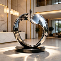 Sculpture abstraite moderne en acier inoxydable poli, faite à la main, décoration d'intérieur, cadeau d'affaires