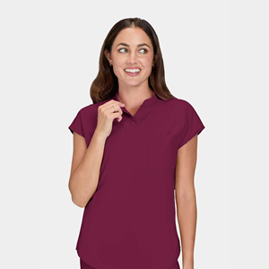 Hauts d'uniformes d'hôpital surdimensionnés pour femmes, de qualité supérieure, personnalisés, avec col mandarin et 1 poche, bleu ciel - Product Image 6