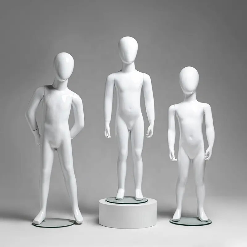 Mannequin présentoir de fenêtre en fiber de verre, pour enfant, tête d'œuf, corps complet, pour exposition de vêtements, blanc, 1 pièce