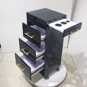 Barber Shop Trolley 3 Layers Steel Shelf Hair Salon Hair Color Styling Serving 3-tier Trolley Table and <b>Drawer</b> Salon Furniture - Product Image 3